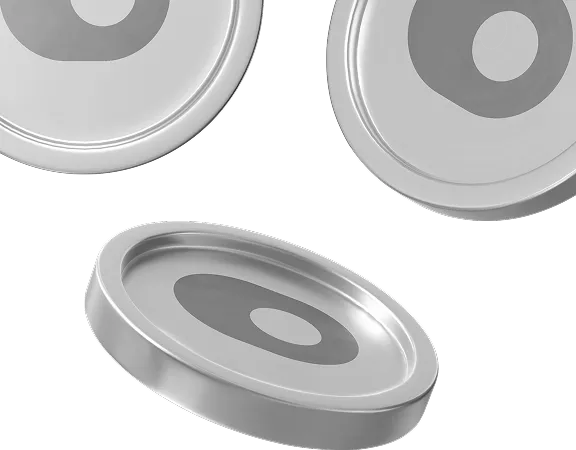 Three coins with ON RE logo on it